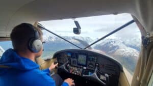 student flying a plane