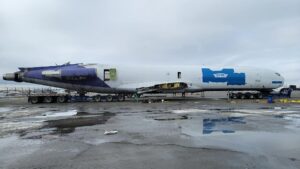 727 loaded on transport equipment