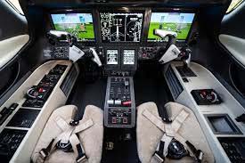 View of the cockpit of Embraer phenom 300E