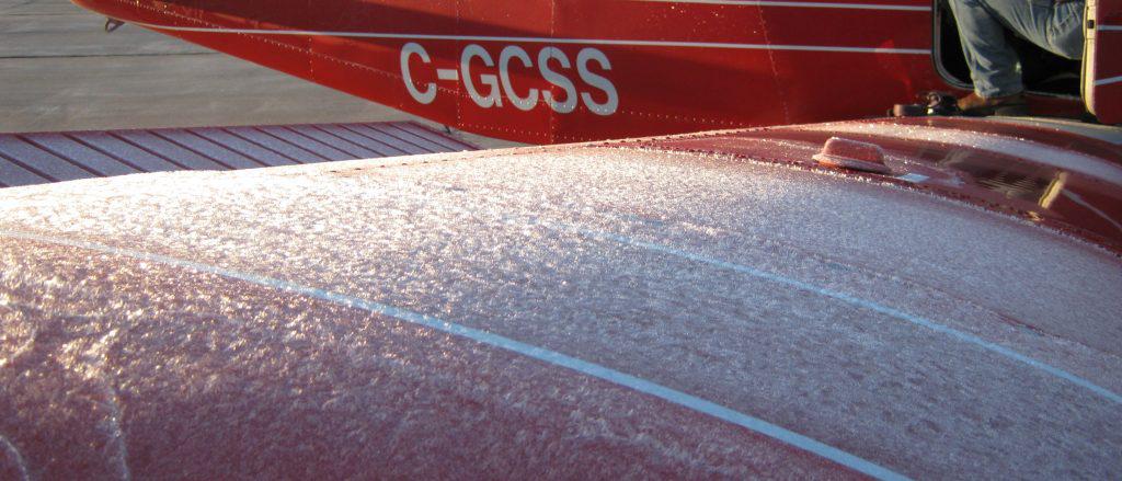 frost on airplane wing