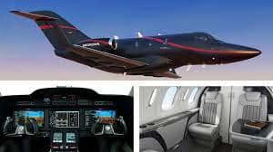 HondaJet flying with view of cockpit and interior
