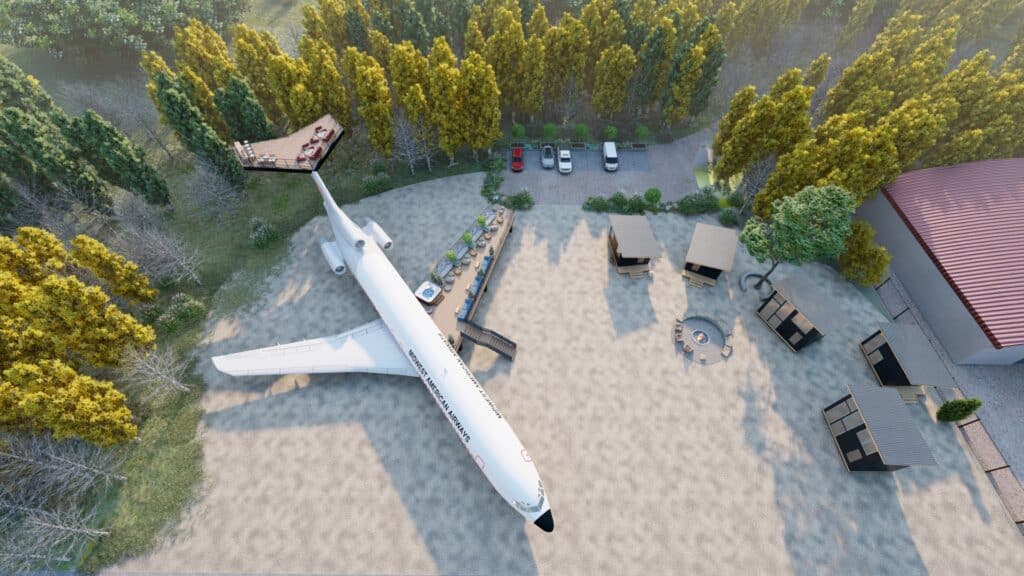 727 airplane home at the FLY8MA Pilot Lodge