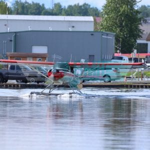 seaplane on lake hood