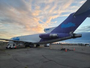 727 parked on ramp at Merill Field