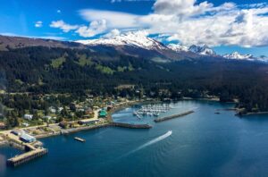 drone picture of seldovia alaska
