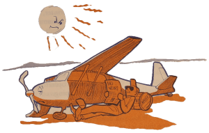crashed airplane baking in the sun 