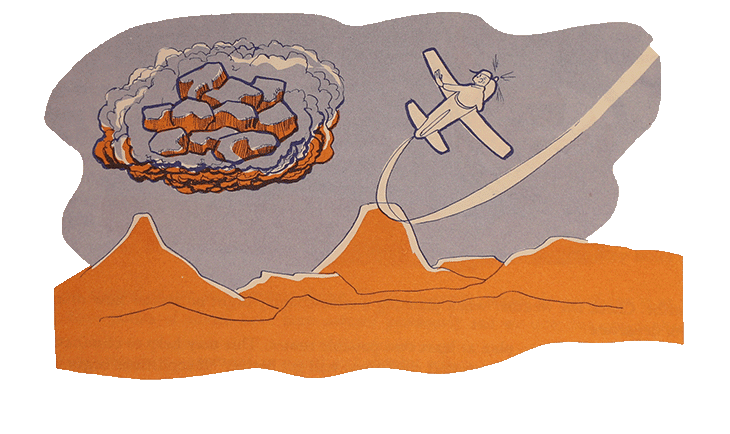 airplane with mountain and cloud in background