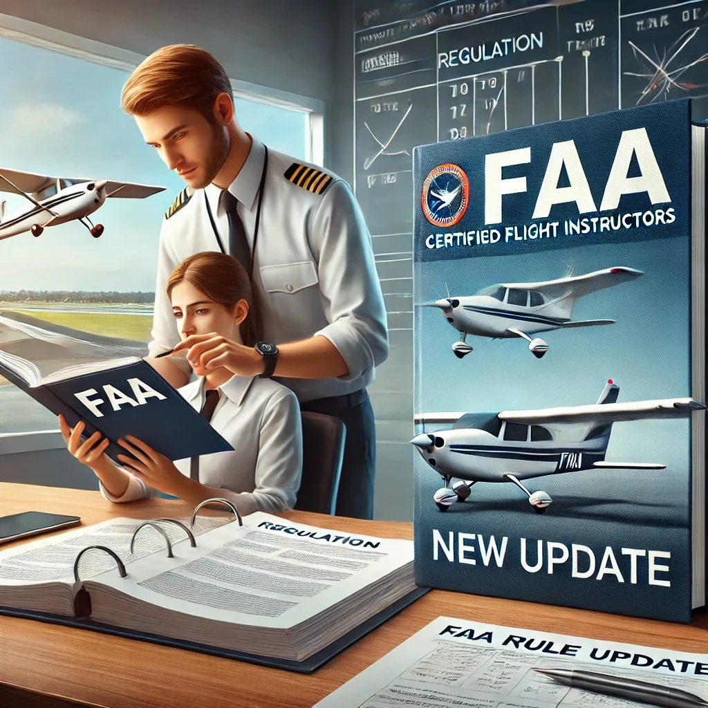 image has a flight instructor and student studying for flight training